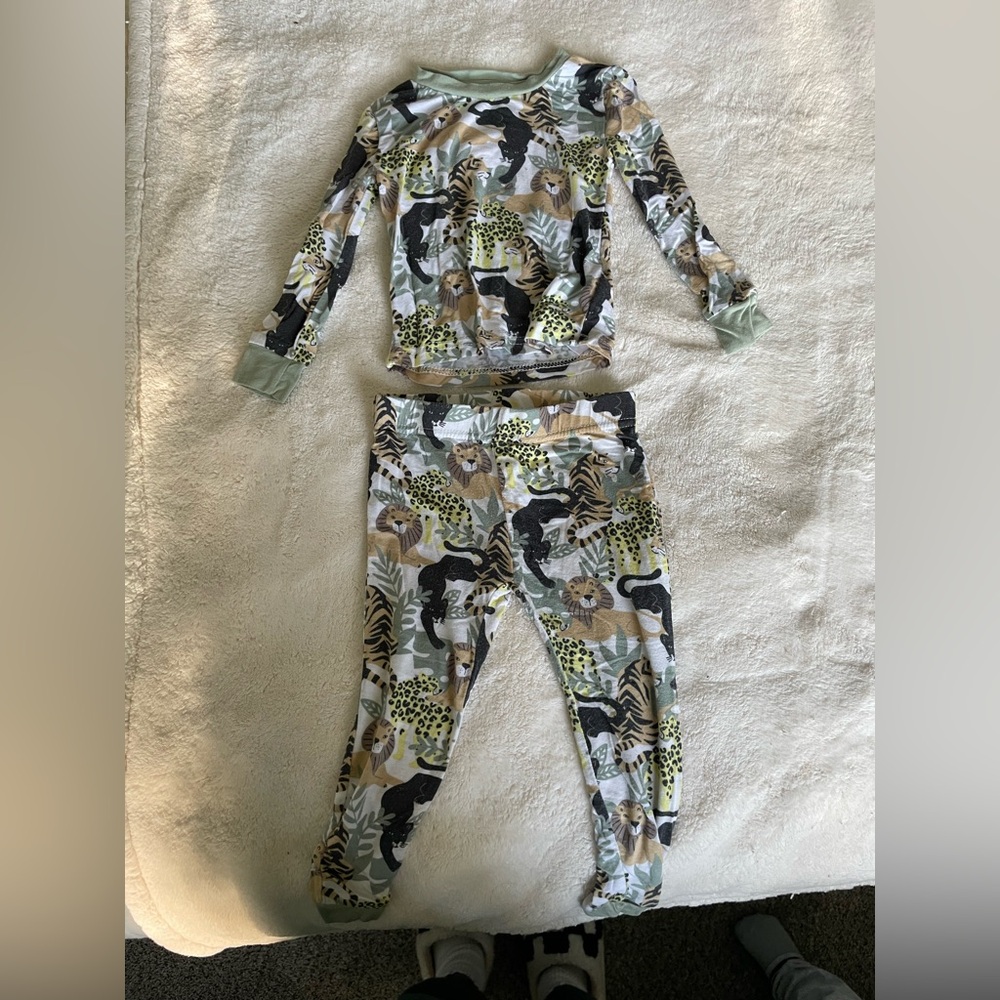 Kids Unisex Animal Print Pajamas - Green and Black